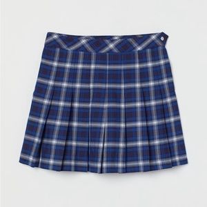 H&M navy and cobalt blue plaid mini skirt size 2